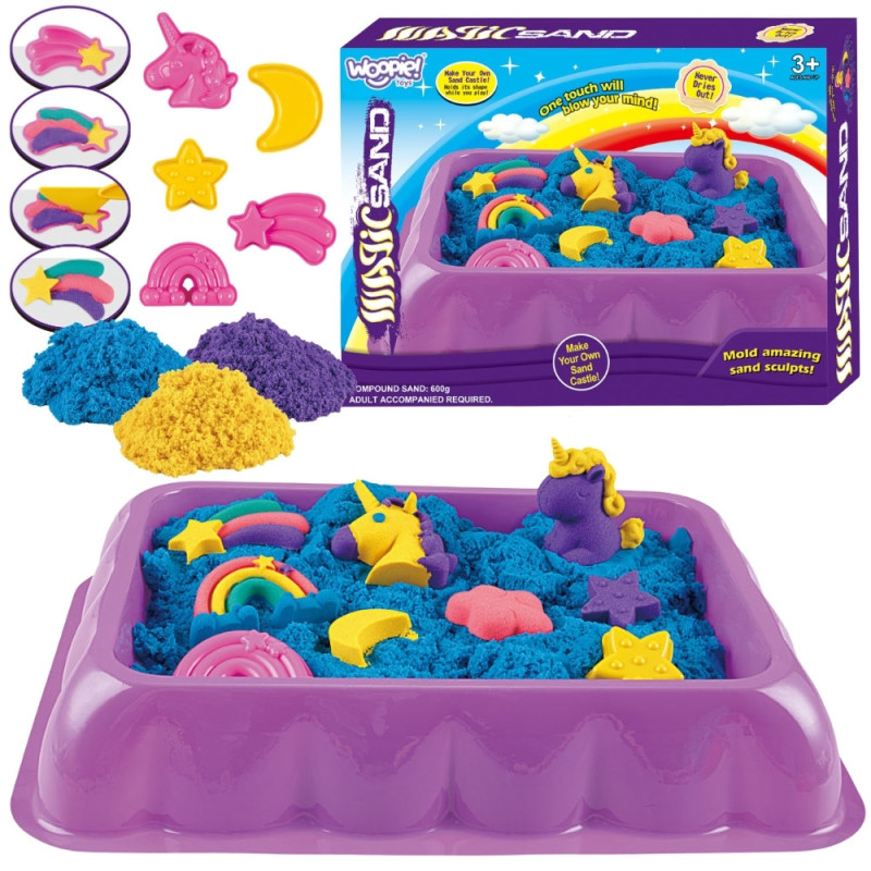 WOOPIE Kinetic Sand 0.6 kg Unicorn Table with Molds Set