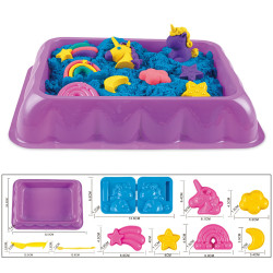 WOOPIE Kinetic Sand 0.6 kg Unicorn Table with Molds Set