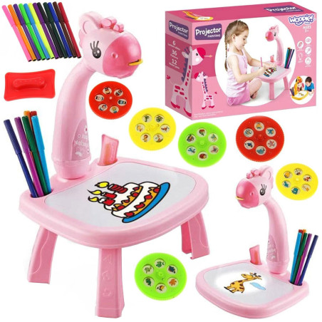 WOOPIE Pink Giraffe Projector Drawing Board + Markers