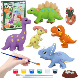 WOOPIE DIY Paint Craft Kit: Make Plaster Cast Figurines and Paint Them - Dinosaurs Kit