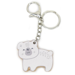 VIGA PolarB Wooden Keychain White Teddy Bear Keyring