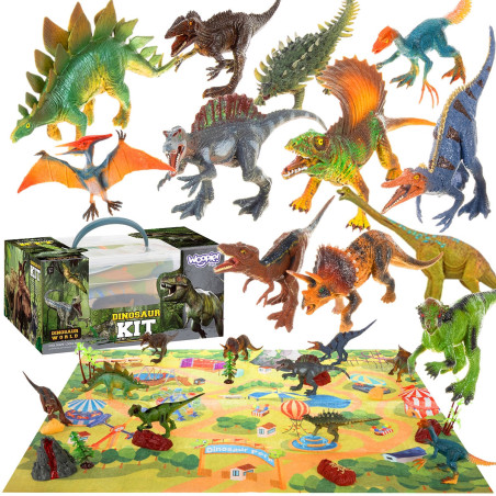 WOOPIE Large Set of Dinosaurs XXL Figures + Mat "Prehistoric World"