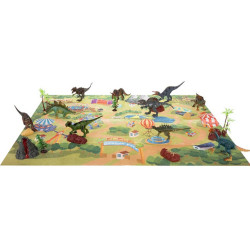 WOOPIE Large Set of Dinosaurs XXL Figures + Mat "Prehistoric World"