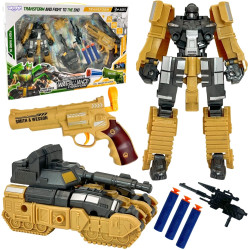 WOOPIE 3-in-1 Transforming Robot Tank and Dart Launcher Set Brown