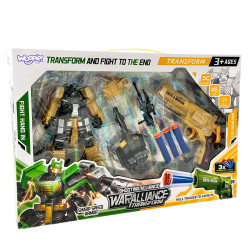 WOOPIE 3-in-1 Transforming Robot Tank and Dart Launcher Set Brown
