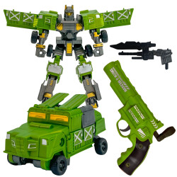 WOOPIE 3-in-1 Transforming Robot Combat Vehicle and Dart Launcher Set Green