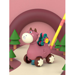 WOOPIE Pink Cow Pusher with Sound and Soap Bubbles