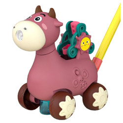 WOOPIE Pink Cow Pusher with Sound and Soap Bubbles