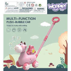 WOOPIE Pink Cow Pusher with Sound and Soap Bubbles