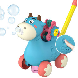 WOOPIE Push Cow with Sound and Soap Bubbles Blue