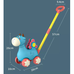 WOOPIE Push Cow with Sound and Soap Bubbles Blue