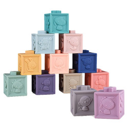 WOOPIE BABY Sensory Blocks Squeeze Puzzle Sound 12 pcs.