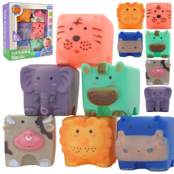 WOOPIE BABY Sensory Blocks Animals Squeeze Puzzle + Sound 6 pcs.
