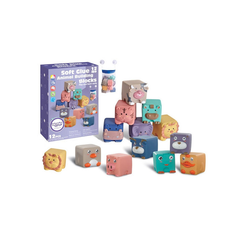 WOOPIE BABY Sensory Blocks Squeeze Puzzle Animal Sounds 12 pcs.
