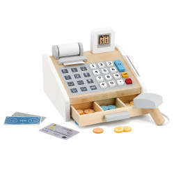 VIGA Wooden Cash Register Gray and White