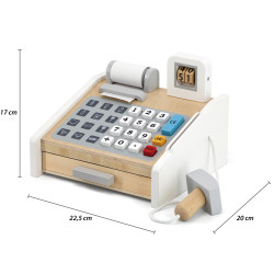 VIGA Wooden Cash Register Gray and White