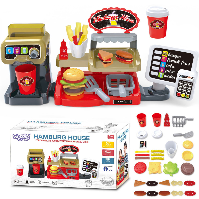 WOOPIE Fast Food XXL Shop Restaurant Cashier + Beverage Distributor
