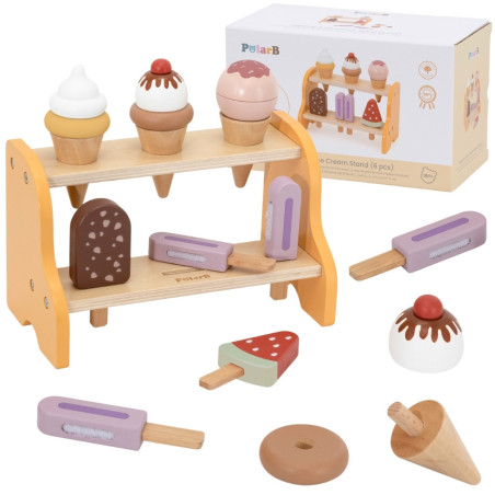 VIGA Wooden Ice Cream Shop Set with 6 Ice Creams
