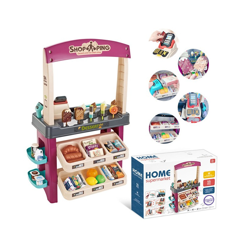 WOOPIE Ice Cream and Sweets Supermarket Light Sound + 55 Acc.