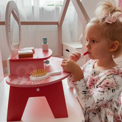 TOOKY TOY Pink Wooden Makeup Dressing Table with Mirror