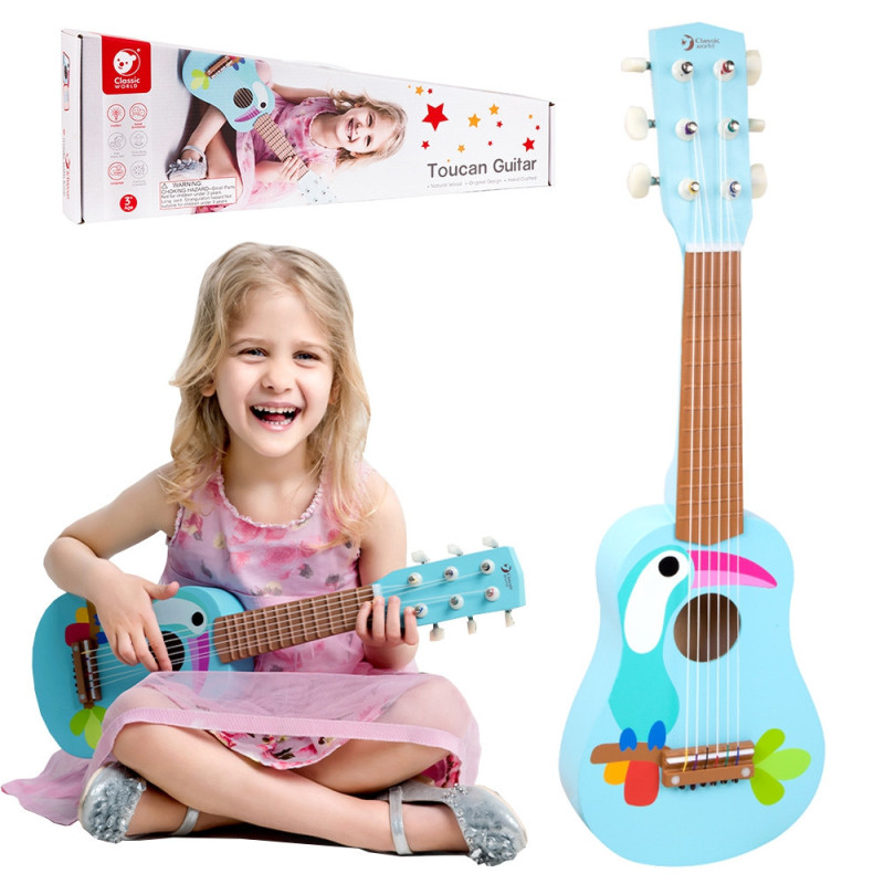 CLASSIC WORLD Wooden Guitar For Kids Toucan