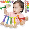 CLASSIC WORLD Rattle 2 in 1 Wooden Rainbow Maracas Instrument 1 pc.