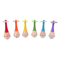 CLASSIC WORLD Rattle 2 in 1 Wooden Rainbow Maracas Instrument 1 pc.