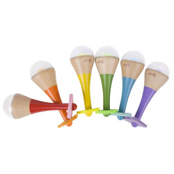 CLASSIC WORLD Rattle 2 in 1 Wooden Rainbow Maracas Instrument 1 pc.