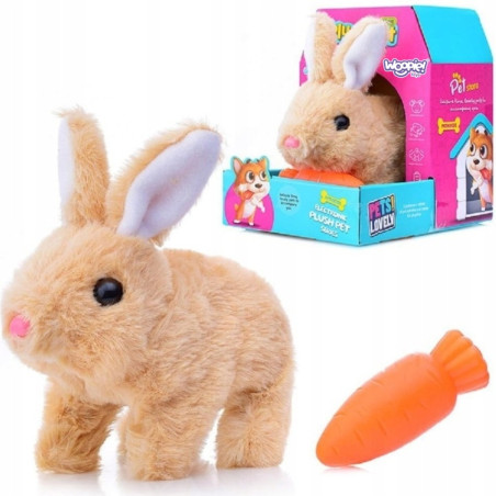 WOOPIE Bunny Interactive Plush Toy with Carrot Beige
