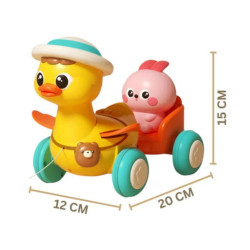 WOOPIE BABY Yellow Duck with Pink Bunny in Pull-Along Trailer
