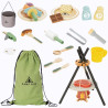 TOOKY TOY Wooden Camping Cooking Set with Campfire