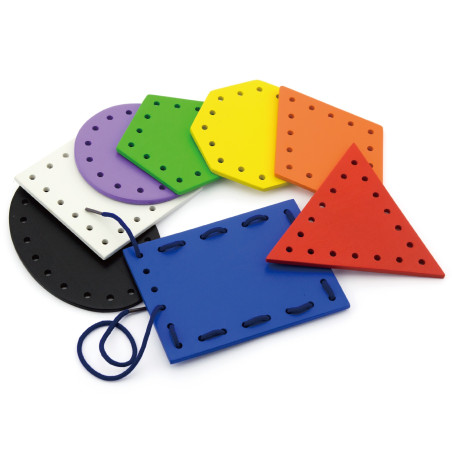 VIGA Wooden Shapes for Montessori Threading and Lacing
