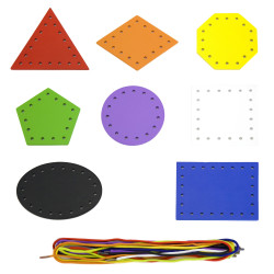 VIGA Wooden Shapes for Montessori Threading and Lacing