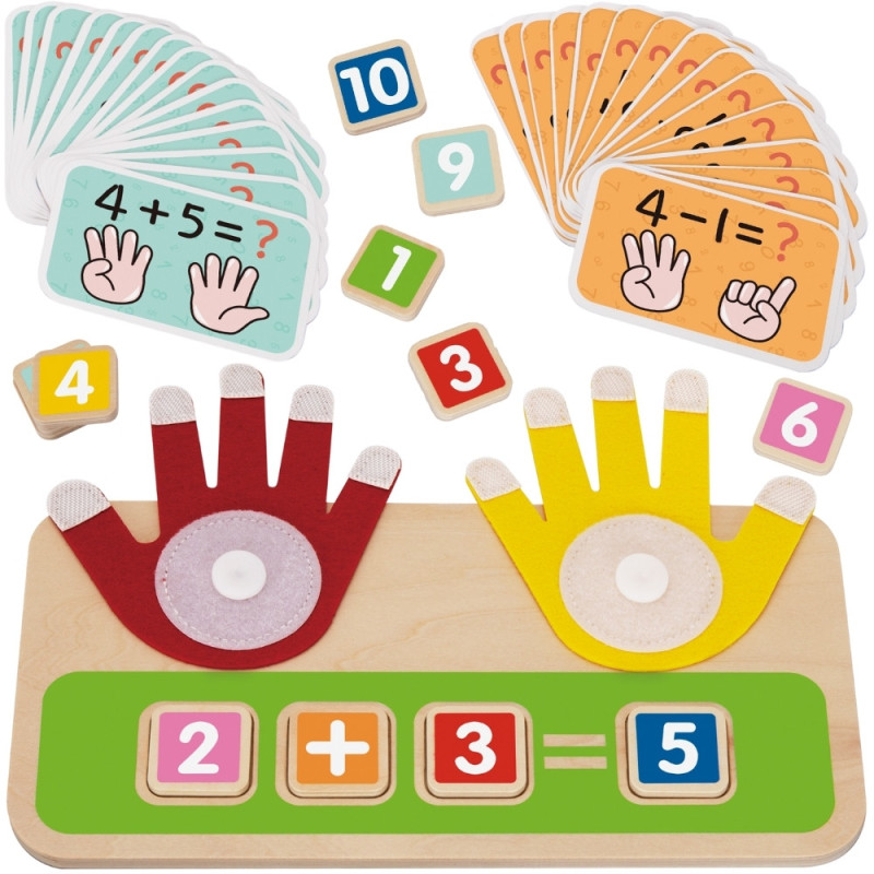 TOOKY TOY Wooden Educational Toy for Learning Finger Counting, Addition and Subtraction