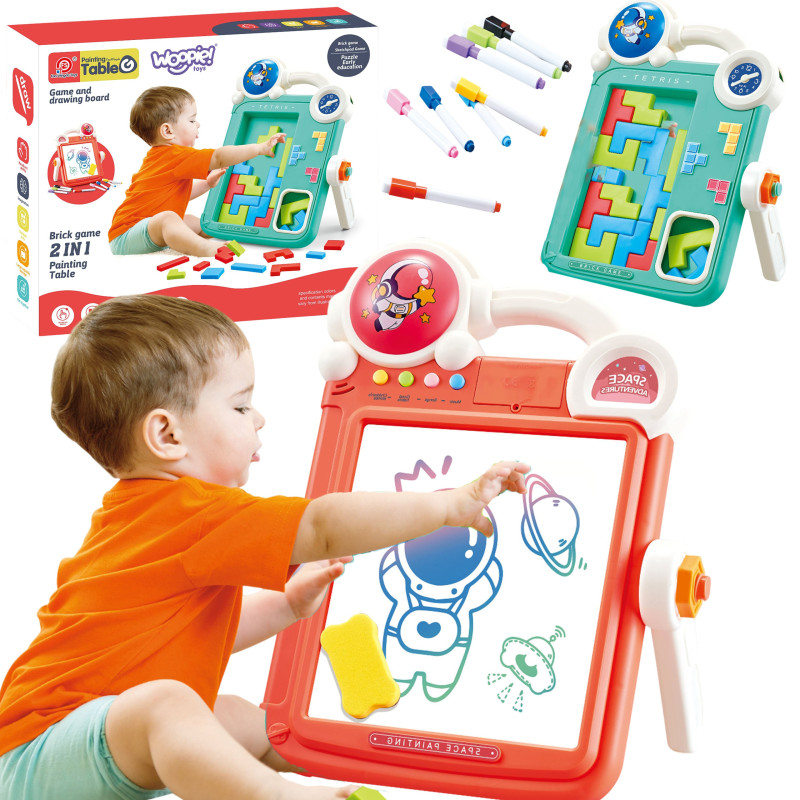 WOOPIE Double-Sided Drawing Board Tetris Game 2 in 1 Orange