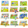 Viga Wooden Puzzle Set 12 puzzles, 24 pieces each, on a stand