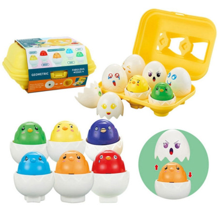 WOOPIE Montessori Shape Sorter Puzzle Match Happy Chicks Eggs 6pcs