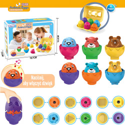 WOOPIE Montessori Shape Sorter Puzzle Match Happy Animals Eggs 6pcs