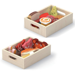 VIGA Wooden Food Box Set for Breakfast, Fish, Meat, Dairy