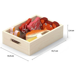 VIGA Wooden Food Box Set for Breakfast, Fish, Meat, Dairy