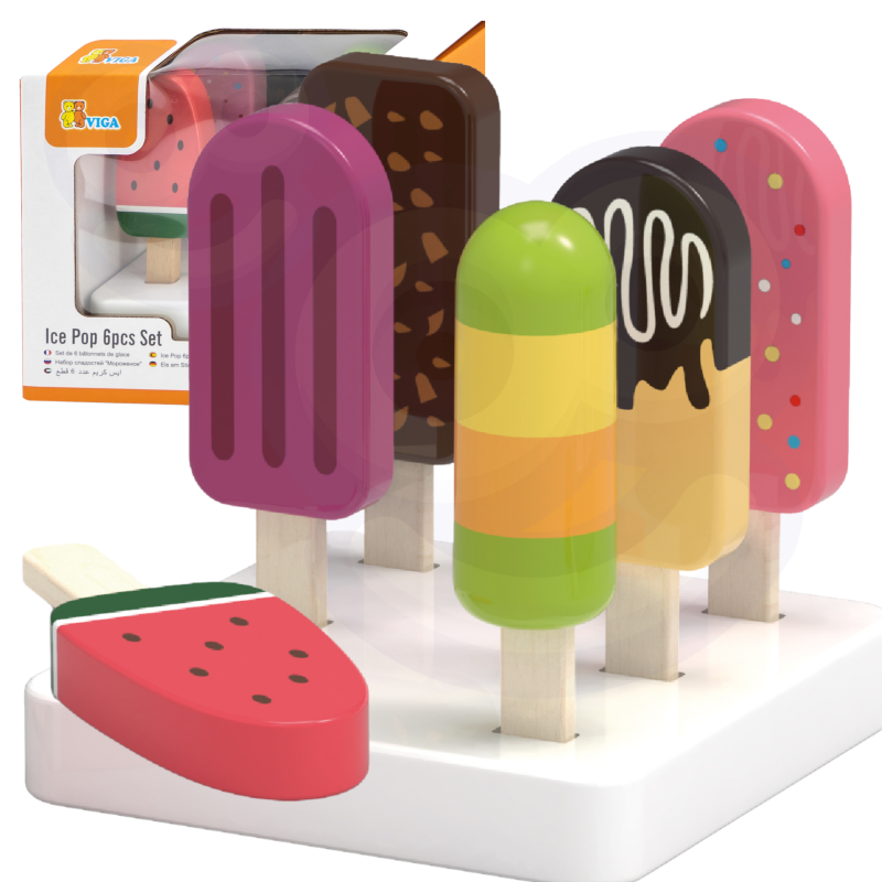 VIGA Set of Wooden Ice Cream Sticks with Stand 6 pcs.