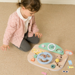 CLASSIC WORLD Wooden Manipulation Board Multifunction Motorized Steering Wheel