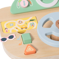CLASSIC WORLD Wooden Manipulation Board Multifunction Motorized Steering Wheel