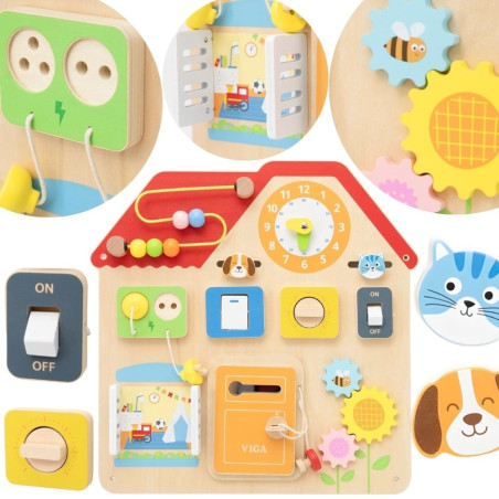 VIGA Wooden Manipulative Board Discovery and Learning House