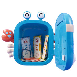 WOOPIE Electronic Piggy Bank Safe ATM with PIN Access Code Crab Backpack Blue
