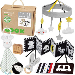 WOOPIE GREEN Box XXL Montessori Educational 7in1 Sensory Box 0-2 Months 18 pcs FSC