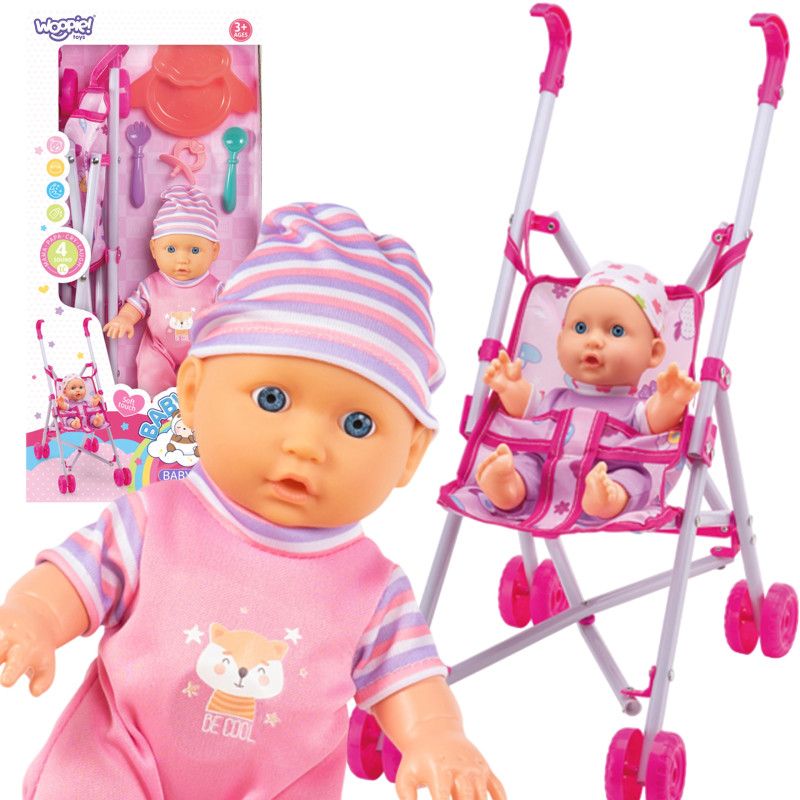 WOOPIE ROYAL First Baby Doll with Stroller and Nanny + Feeding Set