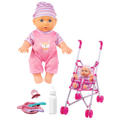 WOOPIE ROYAL First Baby Doll with Stroller and Nanny + Feeding Set