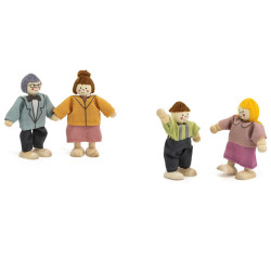 VIGA Set of Wooden Dolls with Cloth Clothes 4 pcs