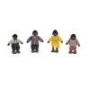 VIGA Set of Wooden Dolls with Cloth Clothes, 4 pcs., Dark Skin